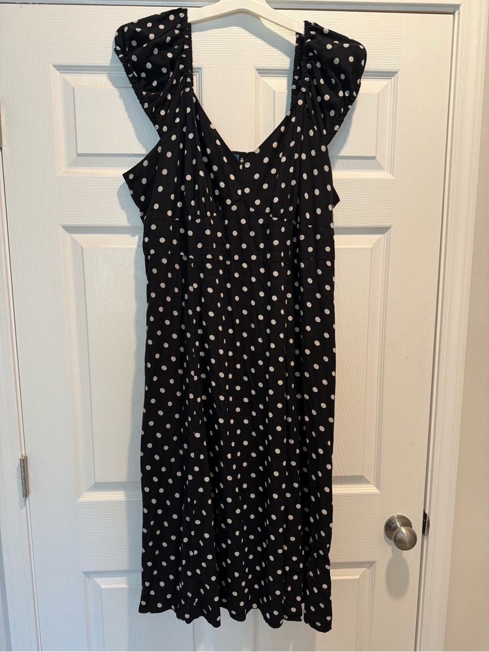 Old Navy Black Midi Dress with White Polka Dots
